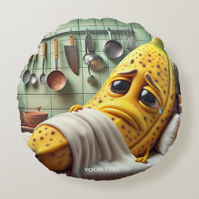 Fantasy Cute Bad Feeling Banana Round Cushion (Front)