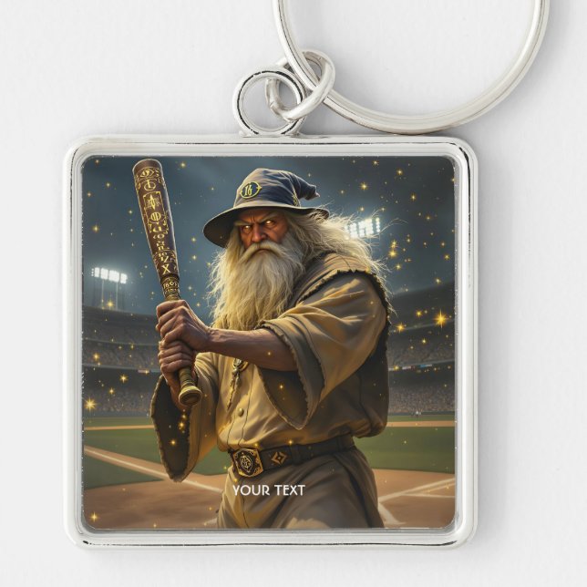 Fantasy Cute Baseball Wizard Bat Key Ring (Front)