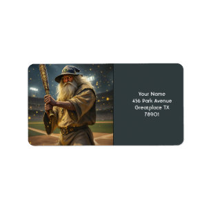 Fantasy Cute Baseball Wizard Bat Label