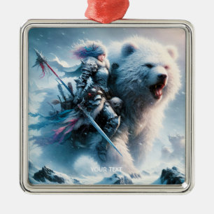 Fantasy Cute Bear Female Warrior Metal Tree Decoration