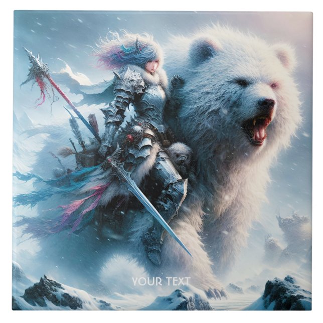 Fantasy Cute Bear Female Warrior Tile (Front)