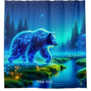 Fantasy Cute Bear River Meadow Shower Curtain