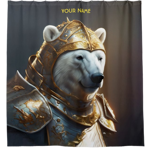 Fantasy Cute Bear Shining Armour Shower Curtain (Front)