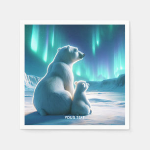 Fantasy Cute Bears Aurora Borealis Napkin