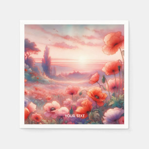 Fantasy Cute Beautiful Pink Poppies Napkin