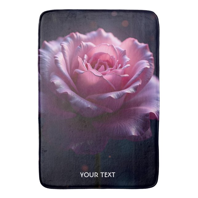 Fantasy Cute Beautiful Pink Rose Bath Mat (Front Vertical)