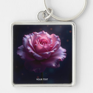 Fantasy Cute Beautiful Pink Rose Key Ring