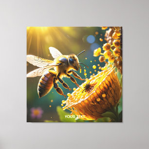 Fantasy Cute Bee Flowers Sun Canvas Print