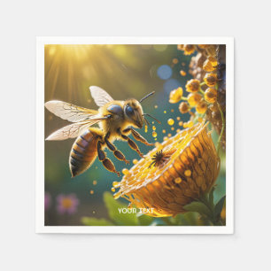 Fantasy Cute Bee Flowers Sun Napkin
