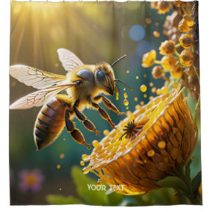 Fantasy Cute Bee Flowers Sun Shower Curtain