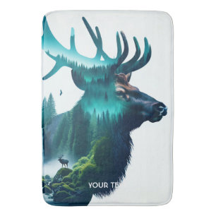 Fantasy Cute Big Elk Landscape Bath Mat