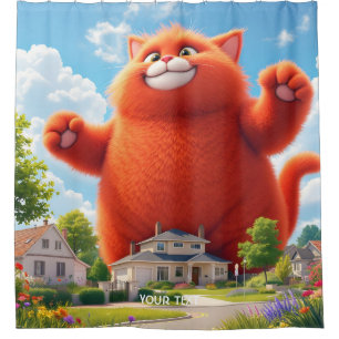 Fantasy Cute Big Orange Cat Shower Curtain