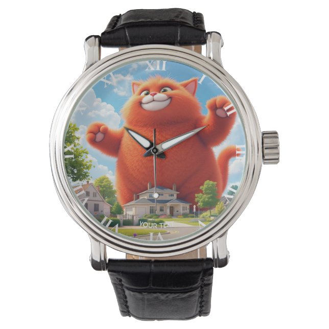 Fantasy Cute Big Orange Cat Watch (Front)