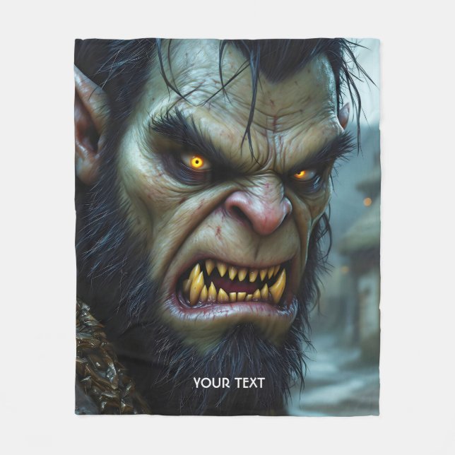 Fantasy Cute Big Strong Warrior Fleece Blanket (Front)