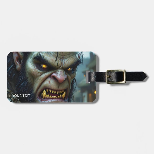 Fantasy Cute Big Strong Warrior Luggage Tag (Front Horizontal)
