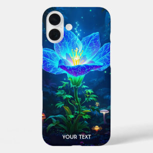 Fantasy Cute Bioluminescent Blue Flower iPhone 16 Plus Case