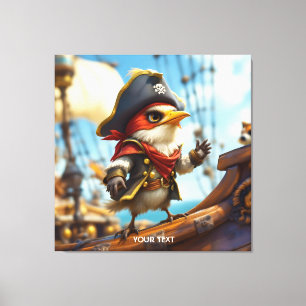 Fantasy Cute Bird Captain Pirate Canvas Print