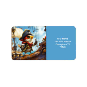 Fantasy Cute Bird Captain Pirate Label