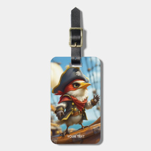 Fantasy Cute Bird Captain Pirate Luggage Tag