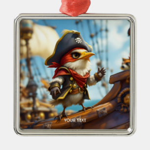 Fantasy Cute Bird Captain Pirate Metal Tree Decoration