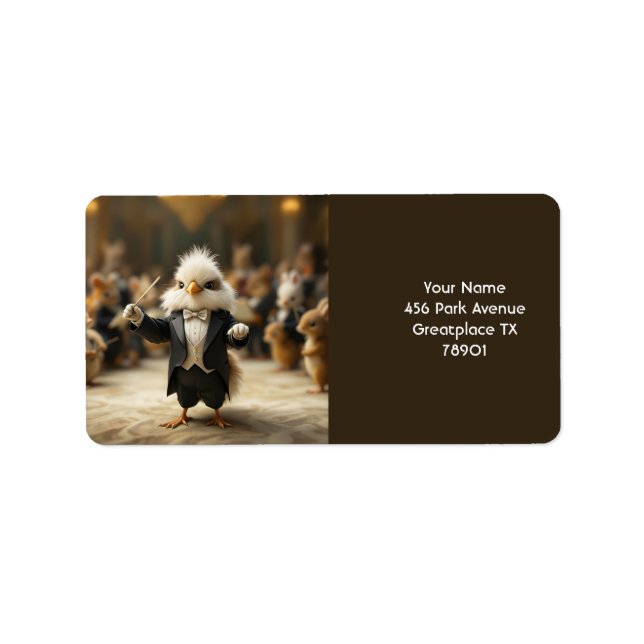 Fantasy Cute Bird Conducts Orchestra Label (Front)