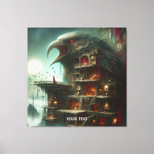 Fantasy Cute Bird House Library Canvas Print