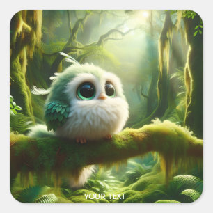Fantasy Cute Bird Like Creature Square Sticker