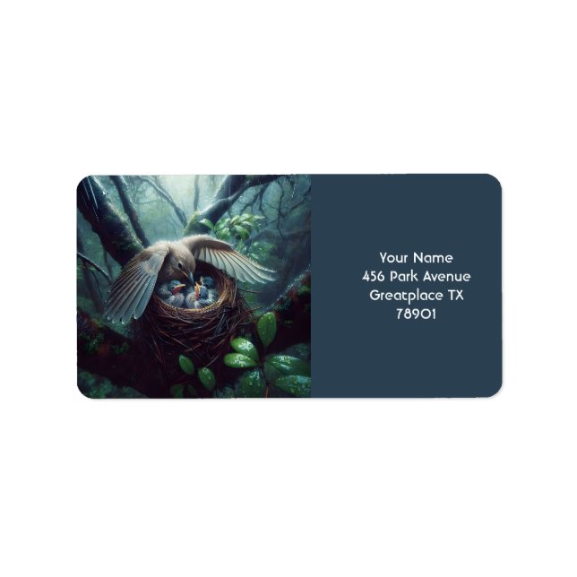 Fantasy Cute Bird Nest Rain Label (Front)