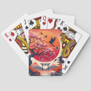 Fantasy Cute Bird Sakura Sun Playing Cards