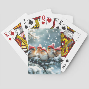Fantasy Cute Birds Hat Snow Playing Cards