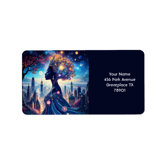 Fantasy Cute Black Beautiful Lady Label (Front)