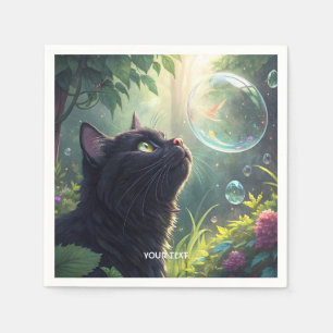 Fantasy Cute Black Cat Forest Napkin