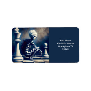 Fantasy Cute Black White Lady Label