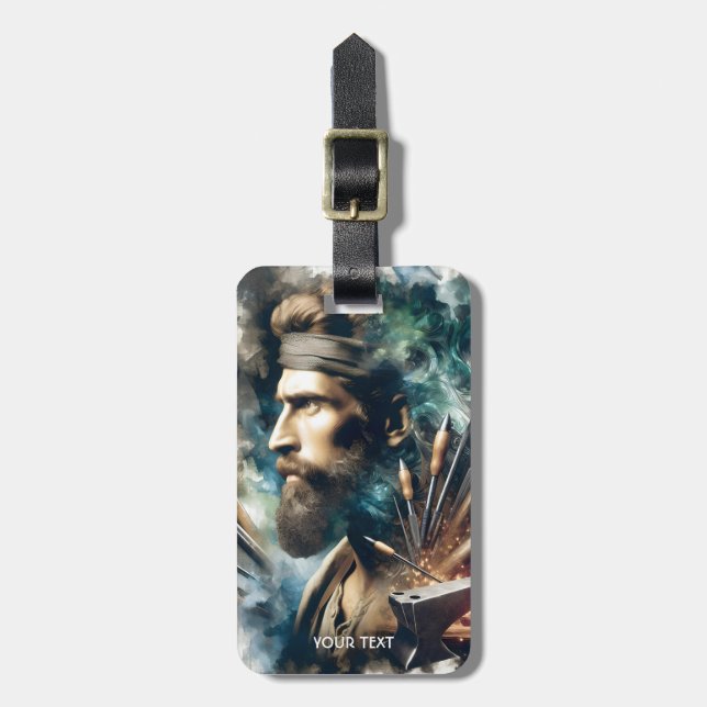 Fantasy Cute Blacksmith And Instruments Luggage Tag (Front Vertical)