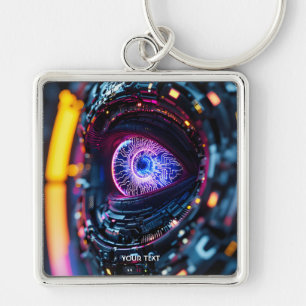 Fantasy Cute Blue Cyber Eye Key Ring