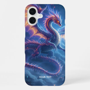 Fantasy Cute Blue Dragon City iPhone 16 Plus Case