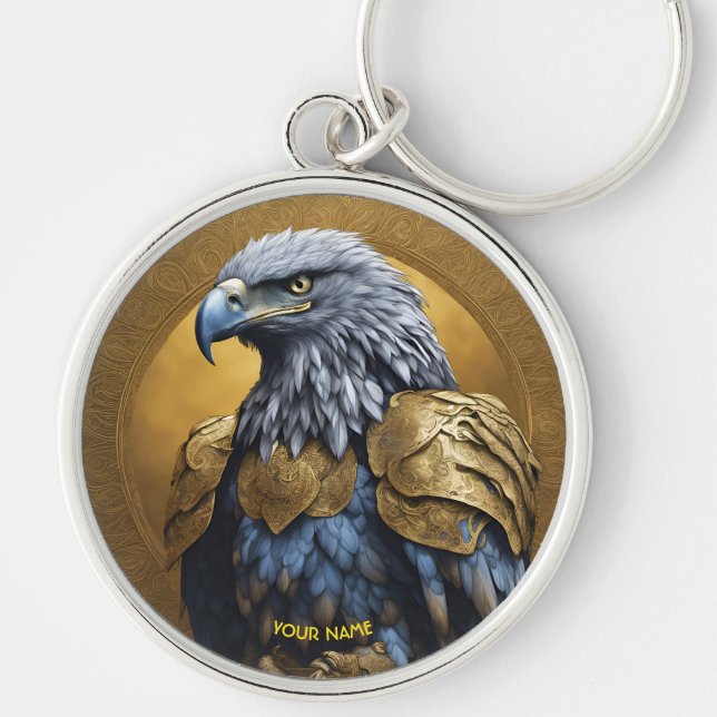 Fantasy Cute Blue Eagle Armour Key Ring (Front)