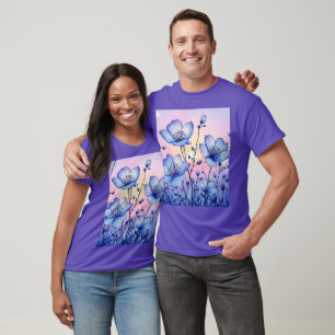 Fantasy Cute Blue Flowers Field T-Shirt