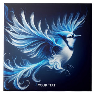 Fantasy Cute Blue Flying Bird Tile