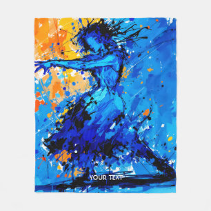 Fantasy Cute Blue Orange Dancer Fleece Blanket