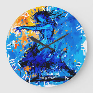 Fantasy Cute Blue Orange Dancer Large Clock