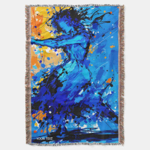 Fantasy Cute Blue Orange Dancer Throw Blanket