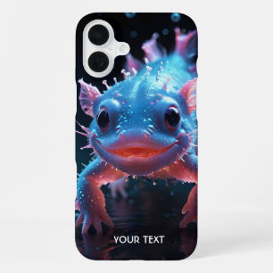 Fantasy Cute Blue Smiling Axolotl iPhone 16 Plus Case