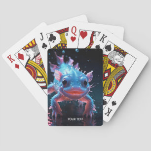 Fantasy Cute Blue Smiling Axolotl Playing Cards