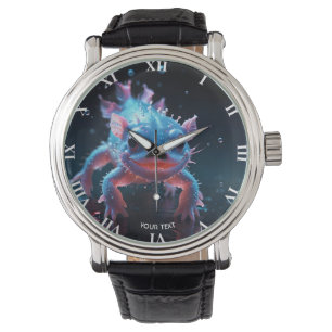 Fantasy Cute Blue Smiling Axolotl Watch