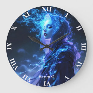 Fantasy Cute Blue Violet Girl Large Clock