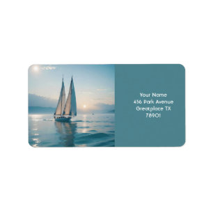 Fantasy Cute Boat Sea Sun  Label