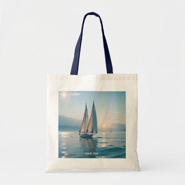 Fantasy Cute Boat Sea Sun Tote Bag (Front)