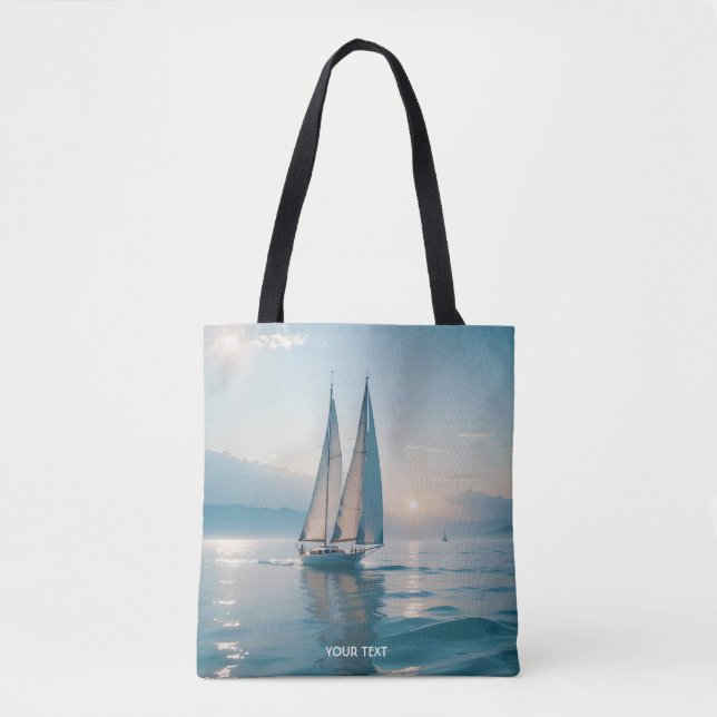 Fantasy Cute Boat Sea Sun Tote Bag (Front)