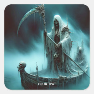 Fantasy Cute Boat Strange Figure Square Sticker